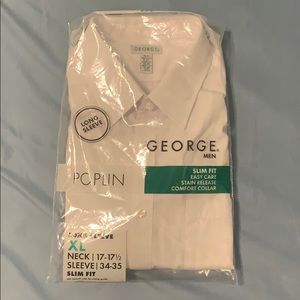 Slim Fit White Button Down Long Sleeve Shirt